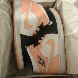 Peach black and white air jordan 1 mid